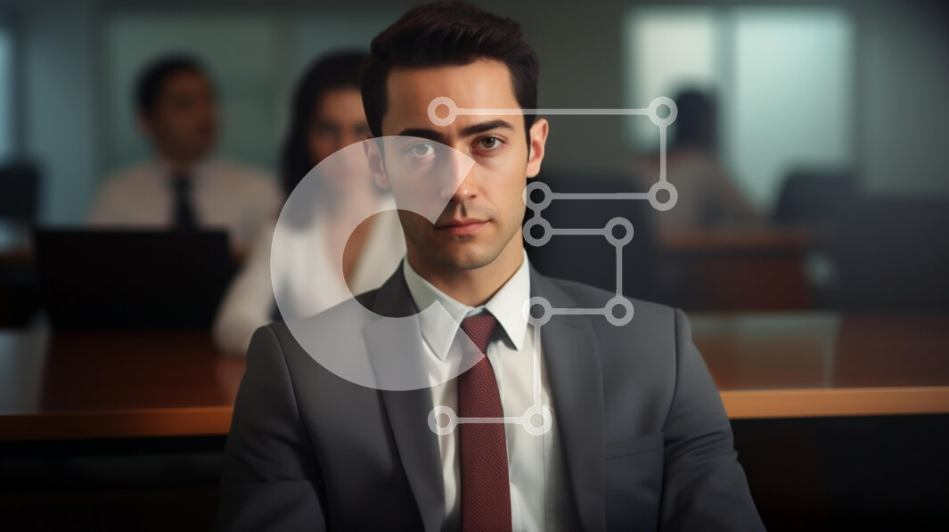 Intra Συλλεκτικό Ξύλινο Παζλ Plywood  4mm - Επικεντρωμένος νεαρός άνδρας σε επιχειρηματική συνάντηση Σε Ξύλινο Κουτί - Διαστάσεις Puzzle: 10x10 cm – 25 κομμάτια