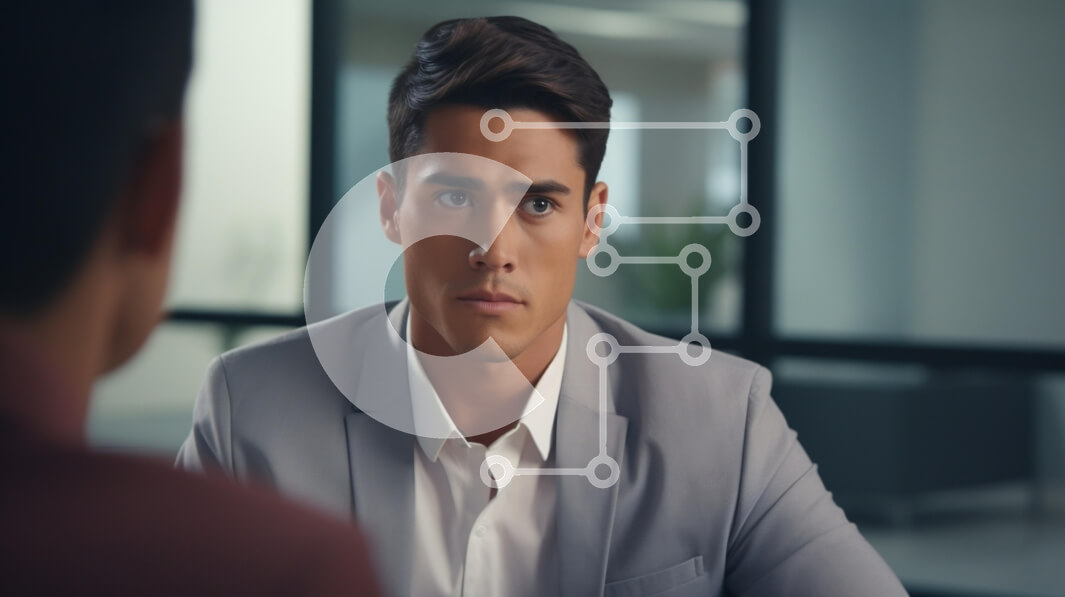 Intra Συλλεκτικό Ξύλινο Παζλ Plywood  4mm - Επαγγελματική συνάντηση με προσεκτικό νεαρό άνδρα με γκρι κοστούμι Σε Ξύλινο Κουτί - Διαστάσεις Puzzle: 10x10 cm – 25 κομμάτια