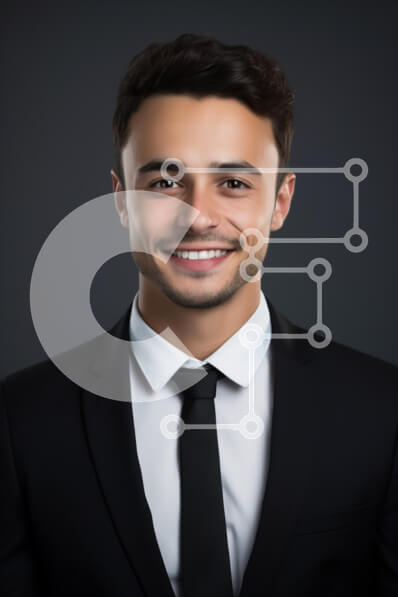 Intra Συλλεκτικό Ξύλινο Παζλ Plywood  4mm - Χαμογελαστός νεαρός άνδρας με κοστούμι Σε Ξύλινο Κουτί - Διαστάσεις Puzzle: 10x10 cm – 25 κομμάτια