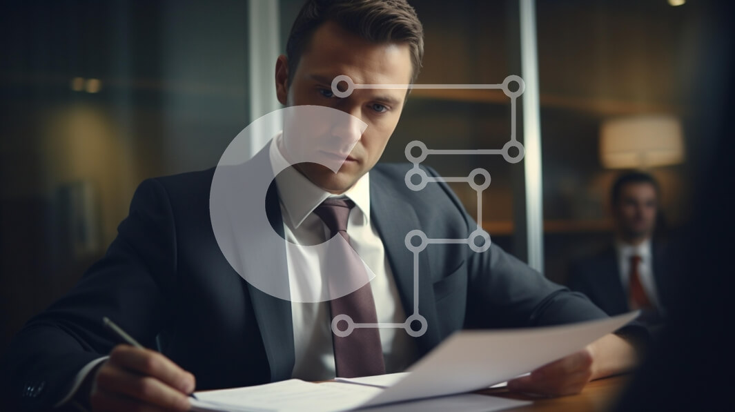 Intra Συλλεκτικό Ξύλινο Παζλ Plywood  4mm - Νέος επιχειρηματίας που εξετάζει έγγραφα στο γραφείο Σε Ξύλινο Κουτί - Διαστάσεις Puzzle: 10x10 cm – 25 κομμάτια