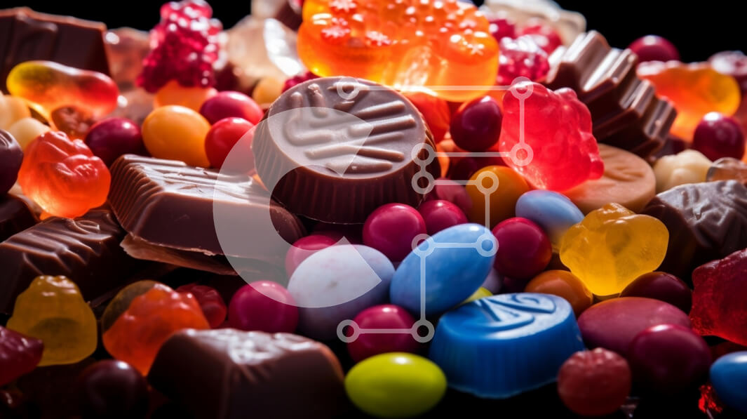 Σετ των 2 Intra Συλλεκτικό Ξύλινο Παζλ Plywood  4mm - Πολύχρωμη ποικιλία από καραμέλες και σοκολάτες Σε Ξύλινο Κουτί - Διαστάσεις: 10x10 cm – 25 κομμάτια