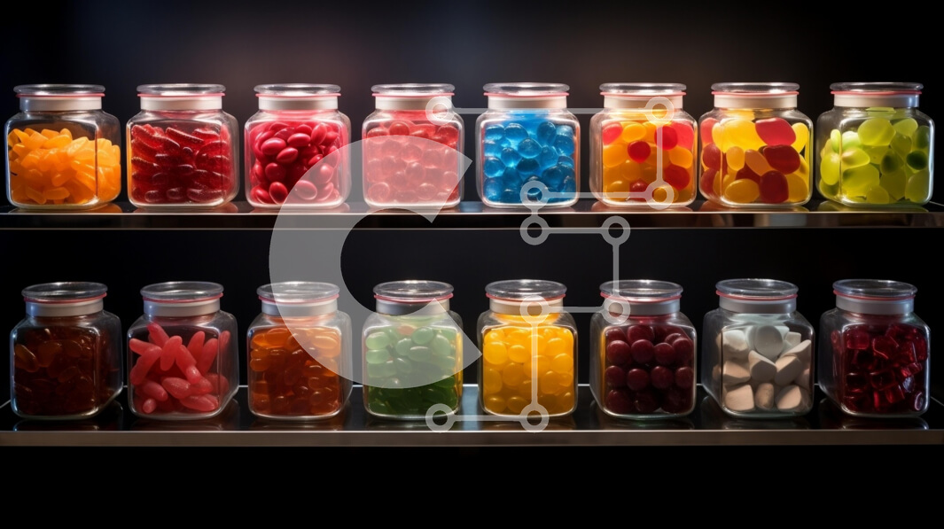 Σετ των 2 Intra Συλλεκτικό Ξύλινο Παζλ Plywood  4mm - Πολύχρωμες καραμέλες σε γυάλινα βάζα Σε Ξύλινο Κουτί - Διαστάσεις: 10x10 cm – 25 κομμάτια