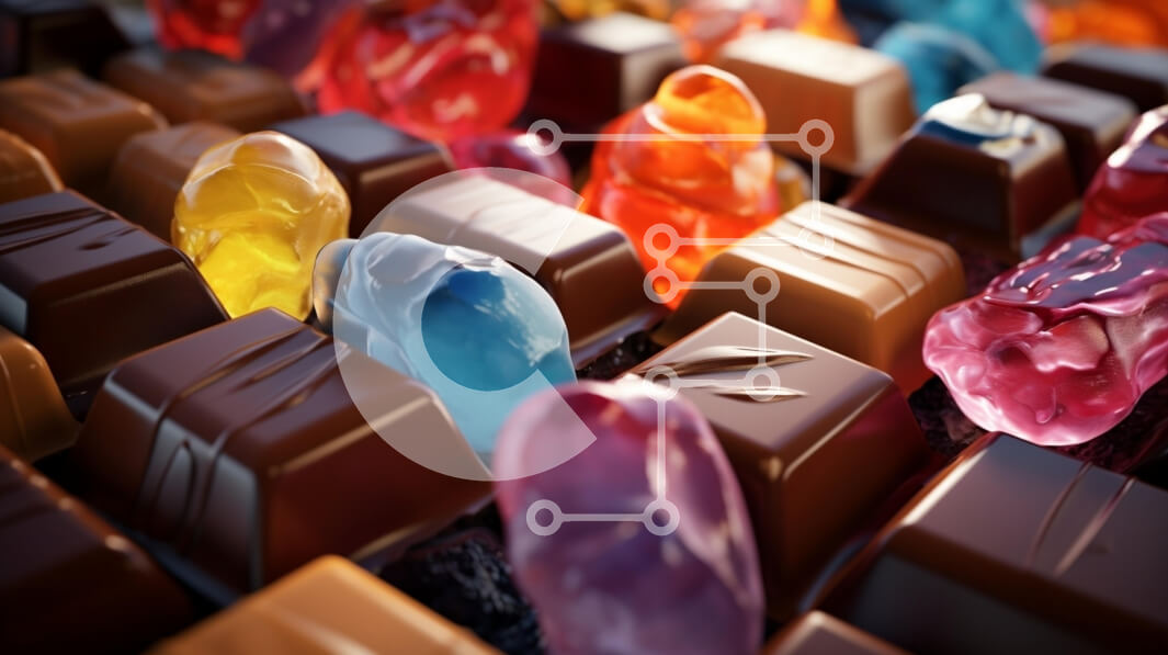 Σετ των 2 Intra Συλλεκτικό Ξύλινο Παζλ Plywood  4mm - Πολύχρωμη ποικιλία από σοκολάτες και καραμέλες Σε Ξύλινο Κουτί - Διαστάσεις: 10x10 cm – 25 κομμάτια