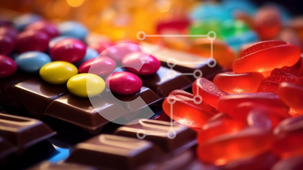 Σετ των 2 Intra Συλλεκτικό Ξύλινο Παζλ Plywood  4mm - Πολύχρωμη ποικιλία από καραμέλες και σοκολάτα Σε Ξύλινο Κουτί - Διαστάσεις: 10x10 cm – 25 κομμάτια