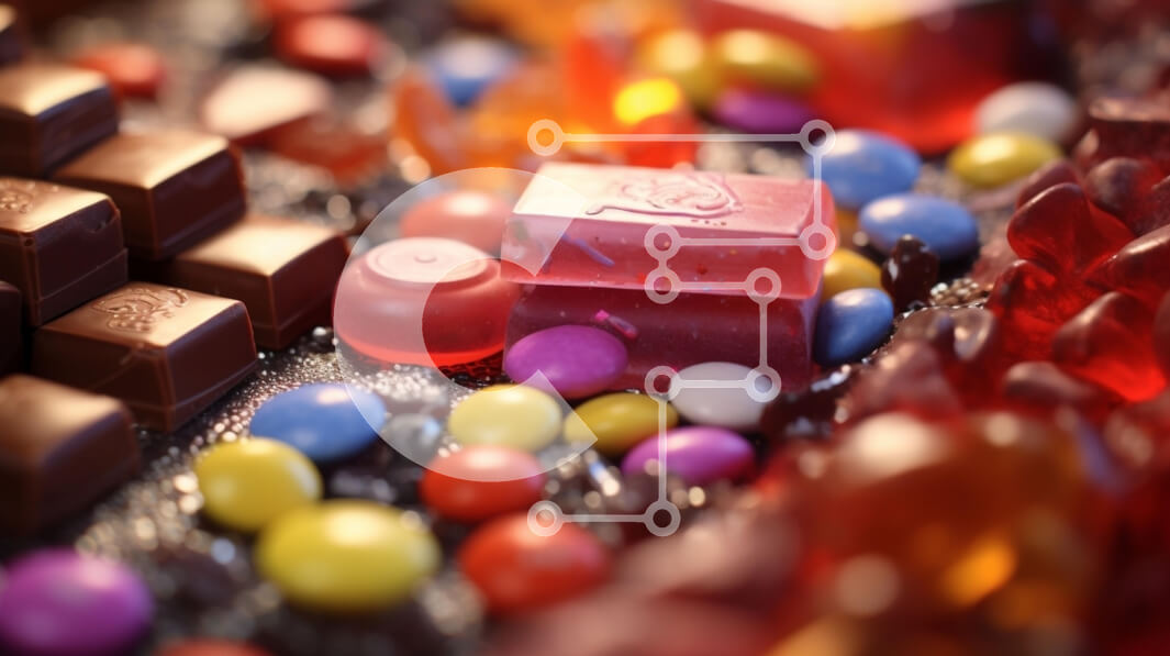 Σετ των 2 Intra Συλλεκτικό Ξύλινο Παζλ Plywood  4mm - Πολύχρωμη ποικιλία από καραμέλες και σοκολάτες Σε Ξύλινο Κουτί - Διαστάσεις: 10x10 cm – 25 κομμάτια