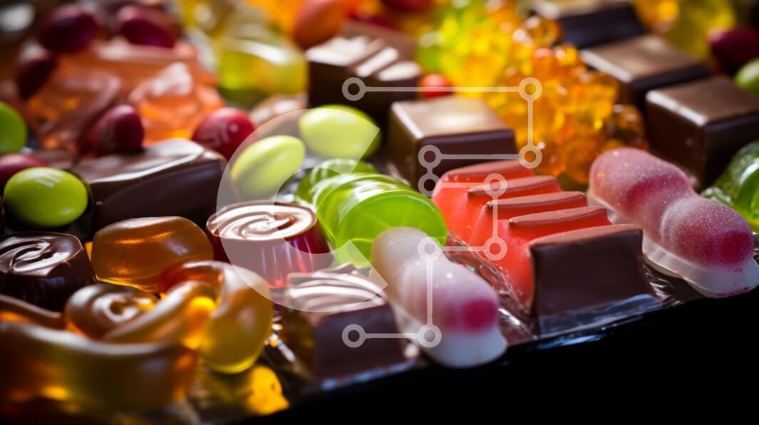 Σετ των 2 Intra Συλλεκτικό Ξύλινο Παζλ Plywood  4mm - Πολύχρωμη ποικιλία από καραμέλες και σοκολάτες Σε Ξύλινο Κουτί - Διαστάσεις: 10x10 cm – 25 κομμάτια