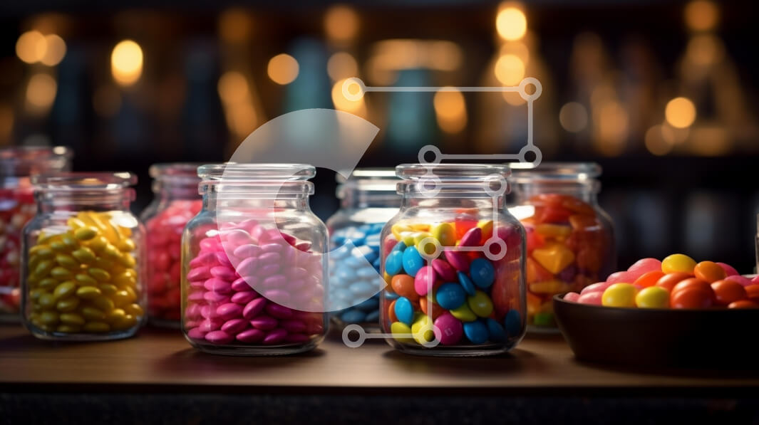 Σετ των 2 Intra Συλλεκτικό Ξύλινο Παζλ Plywood  4mm - Σύνθεση με πολύχρωμα βάζα καραμελών Σε Ξύλινο Κουτί - Διαστάσεις: 10x10 cm – 25 κομμάτια