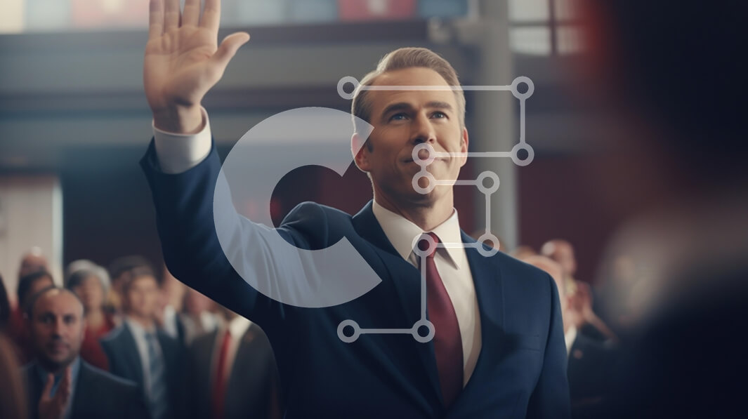 Intra Συλλεκτικό Ξύλινο Παζλ Plywood  4mm - Άνδρας χαιρετισμός κοινού σε επίσημο περιβάλλον Σε Ξύλινο Κουτί - Διαστάσεις Puzzle: 10x10 cm – 25 κομμάτια