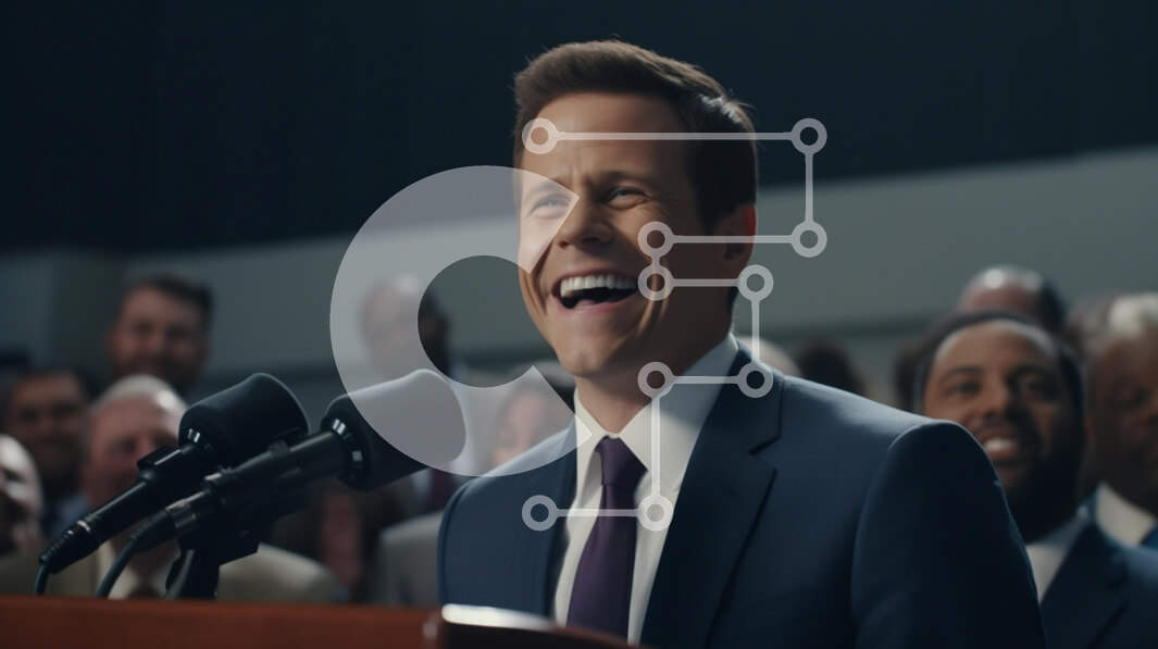 Intra Συλλεκτικό Ξύλινο Παζλ Plywood  4mm - Χαρούμενος ομιλητής σε συνέδριο Σε Ξύλινο Κουτί - Διαστάσεις Puzzle: 10x10 cm – 25 κομμάτια