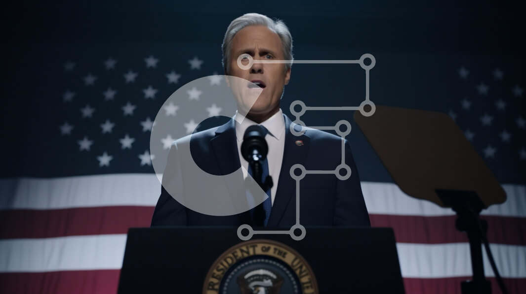 Intra Συλλεκτικό Ξύλινο Παζλ Plywood  4mm - Προεδρική ομιλία με αμερικανική σημαία Σε Ξύλινο Κουτί - Διαστάσεις Puzzle: 10x10 cm – 25 κομμάτια