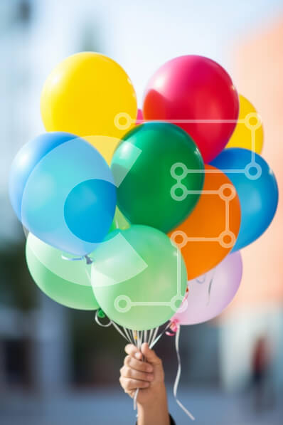 Intra Συλλεκτικό Ξύλινο Παζλ Plywood  4mm - Πολύχρωμα μπαλόνια κρατημένα στο χέρι Σε Ξύλινο Κουτί - Διαστάσεις Puzzle: 10x10 cm – 25 κομμάτια