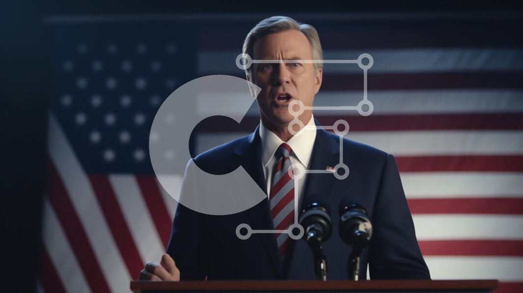 Intra Συλλεκτικό Ξύλινο Παζλ Plywood  4mm - Πολιτική ομιλία με αμερικανική σημαία Σε Ξύλινο Κουτί - Διαστάσεις Puzzle: 10x10 cm – 25 κομμάτια