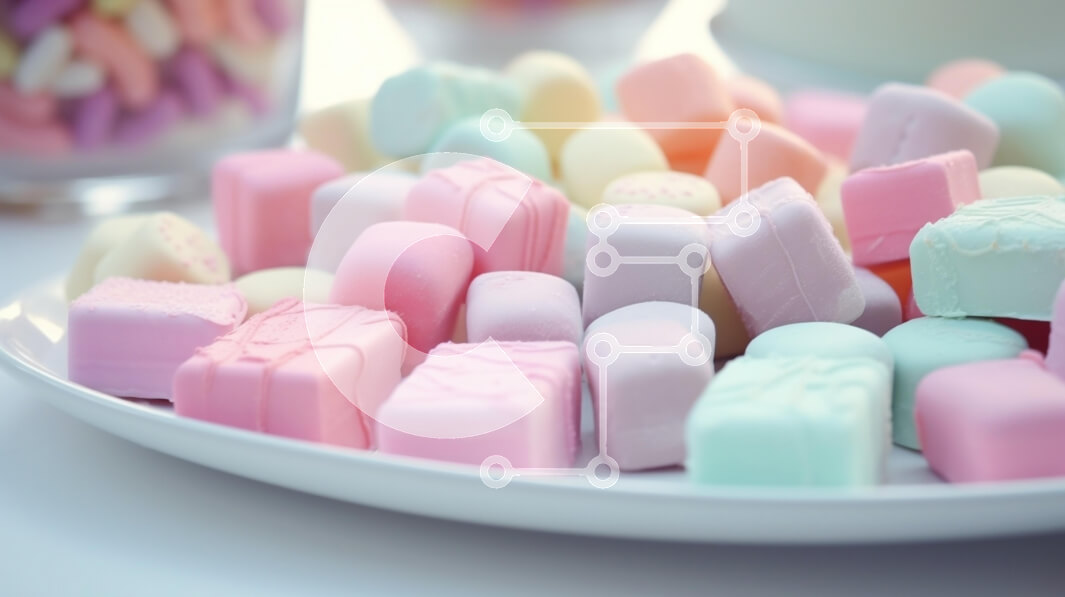 Σετ των 2 Intra Συλλεκτικό Ξύλινο Παζλ Plywood  4mm - Πολύχρωμες καραμέλες σε ένα πιάτο Σε Ξύλινο Κουτί - Διαστάσεις: 10x10 cm – 25 κομμάτια