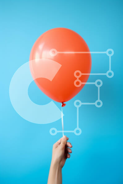 Intra Συλλεκτικό Ξύλινο Παζλ Plywood  4mm - Φωτεινό πορτοκαλί μπαλόνι σε μπλε φόντο Σε Ξύλινο Κουτί - Διαστάσεις: 10x10 cm – 25 κομμάτια