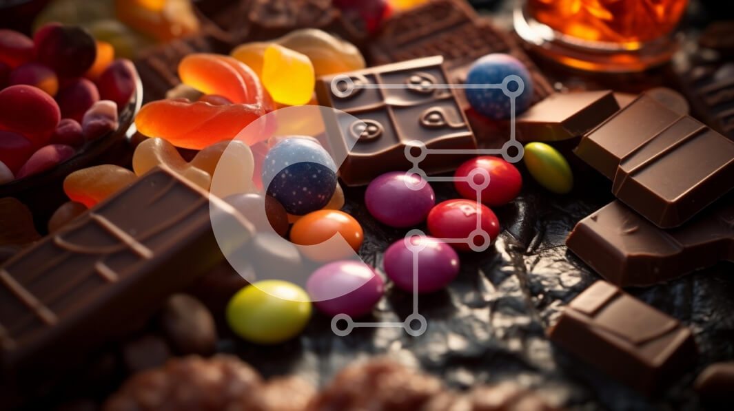 Σετ των 2 Intra Συλλεκτικό Ξύλινο Παζλ Plywood  4mm - Ποικιλία από καραμέλες και σοκολάτες Σε Ξύλινο Κουτί - Διαστάσεις: 10x10 cm – 25 κομμάτια