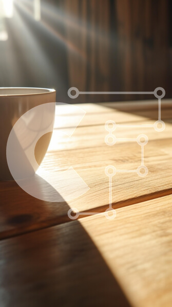 Intra Συλλεκτικό Ξύλινο Παζλ Plywood  4mm - Κεραμικό μπολ σε ξύλινο τραπέζι στο φως του ήλιου Σε Ξύλινο Κουτί - Διαστάσεις Puzzle: 10x10 cm – 25 κομμάτια