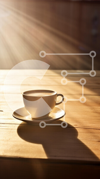 Intra Συλλεκτικό Ξύλινο Παζλ Plywood  4mm - Φλιτζάνι καφέ στον ατμό σε ξύλινο τραπέζι με φως του ήλιου Σε Ξύλινο Κουτί - Διαστάσεις: 10x10 cm – 25 κομμάτια