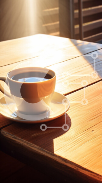 Intra Συλλεκτικό Ξύλινο Παζλ Plywood  4mm - Ζεστό φλιτζάνι καφέ σε ξύλινο τραπέζι Σε Ξύλινο Κουτί - Διαστάσεις: 10x10 cm – 25 κομμάτια