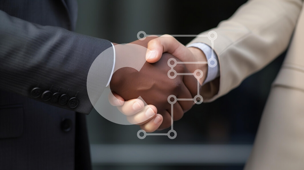 Intra Συλλεκτικό Ξύλινο Παζλ Plywood  4mm - Χειραψία μεταξύ επαγγελματιών επιχειρήσεων Σε Ξύλινο Κουτί - Διαστάσεις Puzzle: 10x10 cm – 25 κομμάτια