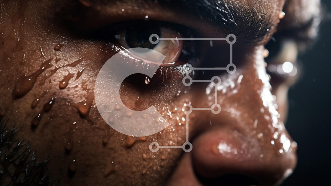 Σετ των 2 Intra Συλλεκτικό Ξύλινο Παζλ Plywood  4mm - Κοντινό πλάνο του προσώπου ενός ατόμου με σταγονίδια νερού Σε Ξύλινο Κουτί - Διαστάσεις: 10x10 cm – 25 κομμάτια