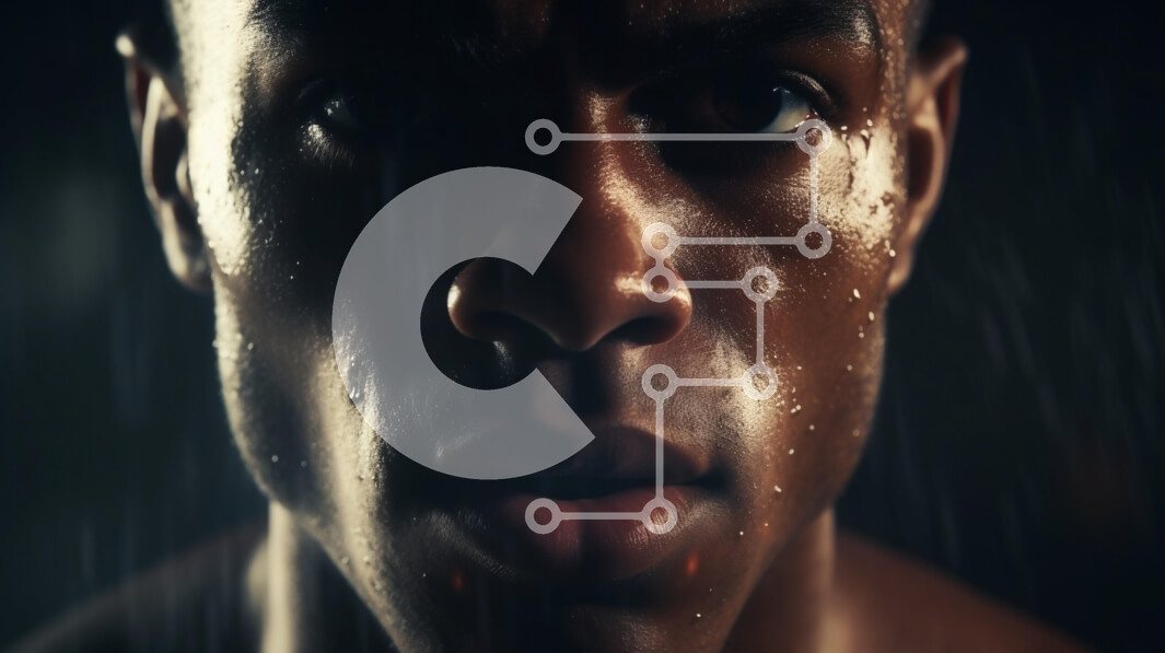 Intra Συλλεκτικό Ξύλινο Παζλ Plywood  4mm - Κοντινό πλάνο μιας έντονης ανδρικής έκφρασης Σε Ξύλινο Κουτί - Διαστάσεις Puzzle: 10x10 cm – 25 κομμάτια