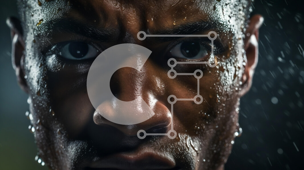 Intra Συλλεκτικό Ξύλινο Παζλ Plywood  4mm - Κοντινό πλάνο ενός αποφασισμένου ατόμου με τον ιδρώτα στο πρόσωπό του Σε Ξύλινο Κουτί - Διαστάσεις Puzzle: 10x10 cm – 25 κομμάτια