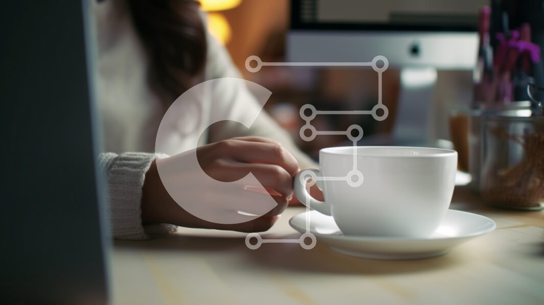 Σετ των 2 Intra Συλλεκτικό Ξύλινο Παζλ Plywood  4mm - Ζεστή στιγμή καφέ σε έναν χώρο εργασίας Σε Ξύλινο Κουτί - Διαστάσεις: 10x10 cm – 25 κομμάτια