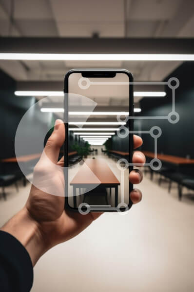 Intra Συλλεκτικό Ξύλινο Παζλ Plywood  4mm - Σύγχρονος χώρος εργασίας με πίνακα προβολής smartphone Σε Ξύλινο Κουτί - Διαστάσεις Puzzle: 10x10 cm – 25 κομμάτια