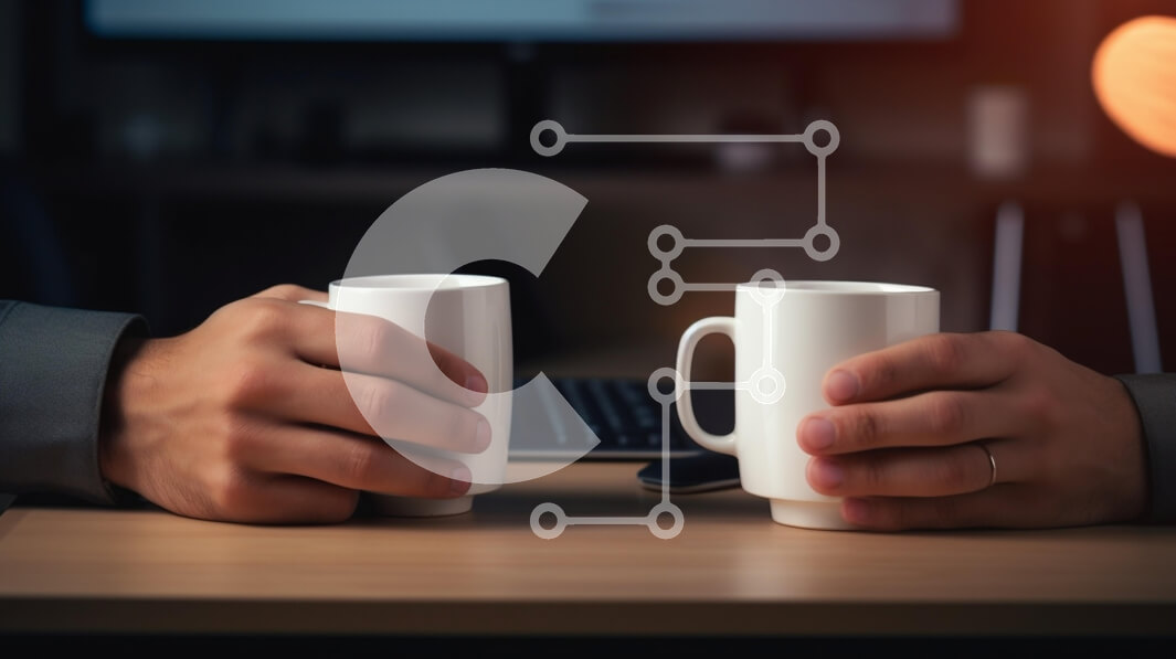 Intra Συλλεκτικό Ξύλινο Παζλ Plywood  4mm - Χέρια που κρατούν κούπες καφέ σε επαγγελματικό περιβάλλον Σε Ξύλινο Κουτί - Διαστάσεις Puzzle: 10x10 cm – 25 κομμάτια