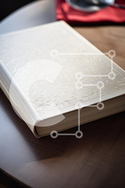 Intra Συλλεκτικό Ξύλινο Παζλ Plywood  4mm - Κομψό λευκό δερματόδετο βιβλίο σε ξύλινο τραπέζι Σε Ξύλινο Κουτί - Διαστάσεις Puzzle: 10x10 cm – 25 κομμάτια