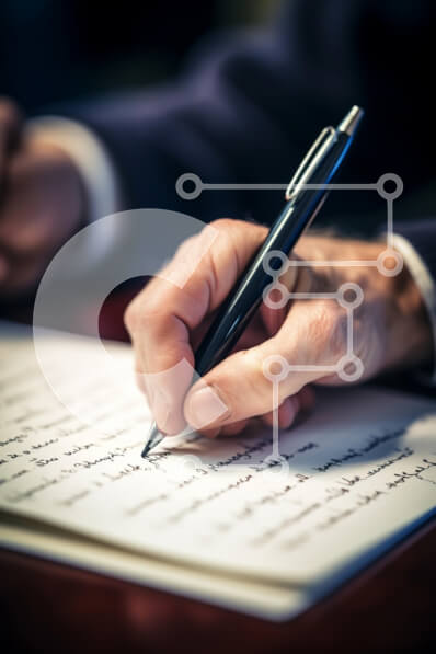 Intra Συλλεκτικό Ξύλινο Παζλ Plywood  4mm - Κοντινό πλάνο γραφής με το χέρι στο σημειωματάριο Σε Ξύλινο Κουτί - Διαστάσεις Puzzle: 10x10 cm – 25 κομμάτια