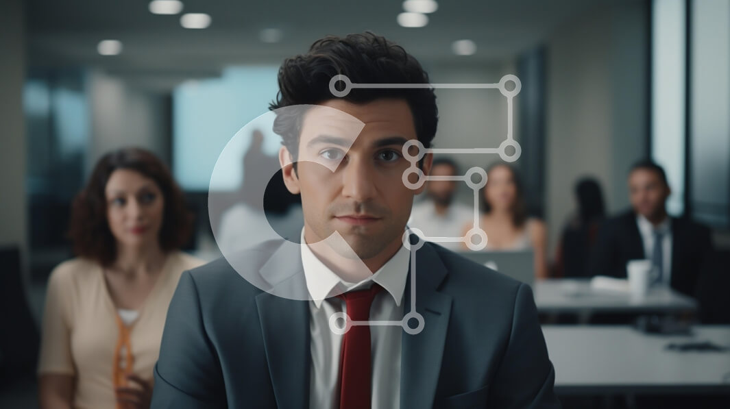 Intra Συλλεκτικό Ξύλινο Παζλ Plywood  4mm - Επικεντρωμένος νεαρός άνδρας σε επιχειρηματική συνάντηση Σε Ξύλινο Κουτί - Διαστάσεις Puzzle: 10x10 cm – 25 κομμάτια