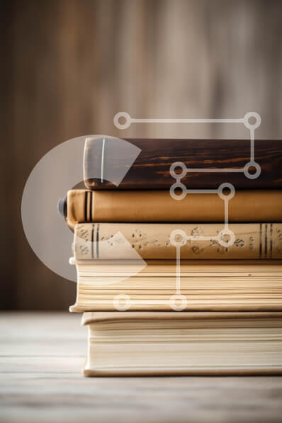 Intra Συλλεκτικό Ξύλινο Παζλ Plywood  4mm - Στοίβα από vintage βιβλία σε ξύλινη επιφάνεια Σε Ξύλινο Κουτί - Διαστάσεις: 10x10 cm – 25 κομμάτια