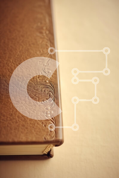 Intra Συλλεκτικό Ξύλινο Παζλ Plywood  4mm - Κοντινό πλάνο από ανάγλυφο δερμάτινο βιβλίο Σε Ξύλινο Κουτί - Διαστάσεις: 10x10 cm – 25 κομμάτια