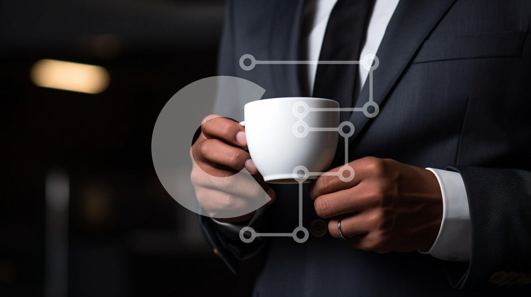 Intra Συλλεκτικό Ξύλινο Παζλ Plywood  4mm - Επιχειρηματίας που κρατά το φλιτζάνι καφέ Σε Ξύλινο Κουτί - Διαστάσεις Puzzle: 10x10 cm – 25 κομμάτια