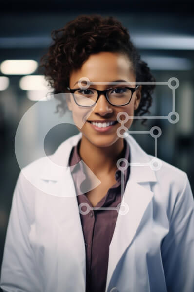 Intra Συλλεκτικό Ξύλινο Παζλ Plywood  4mm - Χαμογελαστή γυναίκα γιατρός σε ιατρικό περιβάλλον Σε Ξύλινο Κουτί - Διαστάσεις Puzzle: 10x10 cm – 25 κομμάτια