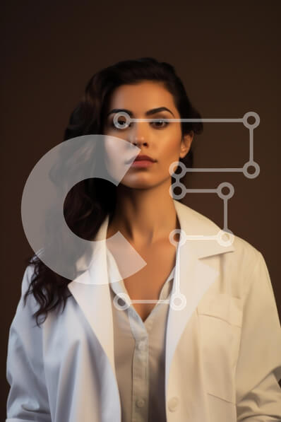 Intra Συλλεκτικό Ξύλινο Παζλ Plywood  4mm - Πορτρέτο μιας γυναίκας γιατρού με παλτό εργαστηρίου Σε Ξύλινο Κουτί - Διαστάσεις Puzzle: 10x10 cm – 25 κομμάτια