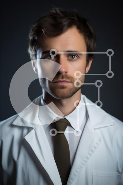 Intra Συλλεκτικό Ξύλινο Παζλ Plywood  4mm - Πορτρέτο γιατρού με σοβαρή έκφραση Σε Ξύλινο Κουτί - Διαστάσεις Puzzle: 10x10 cm – 25 κομμάτια