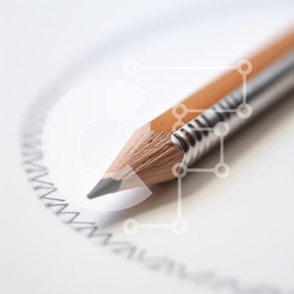 Intra Συλλεκτικό Ξύλινο Παζλ Plywood  4mm - Κοντινό πλάνο ενός μολυβιού σε χαρτί με κυκλικό σχέδιο Σε Ξύλινο Κουτί - Διαστάσεις Puzzle: 10x10 cm – 25 κομμάτια