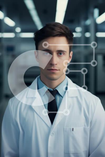 Intra Συλλεκτικό Ξύλινο Παζλ Plywood  4mm - Νέος άνδρας γιατρός σε ένα σύγχρονο ιατρικό περιβάλλον Σε Ξύλινο Κουτί - Διαστάσεις Puzzle: 10x10 cm – 25 κομμάτια