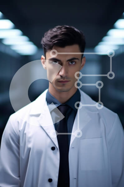 Intra Συλλεκτικό Ξύλινο Παζλ Plywood  4mm - Νεαρός άνδρας γιατρός με παλτό εργαστηρίου Σε Ξύλινο Κουτί - Διαστάσεις Puzzle: 10x10 cm – 25 κομμάτια