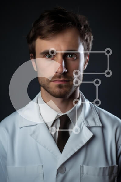 Intra Συλλεκτικό Ξύλινο Παζλ Plywood  4mm - Σοβαρός ιατρός σε Lab Coat Σε Ξύλινο Κουτί - Διαστάσεις Puzzle: 10x10 cm – 25 κομμάτια