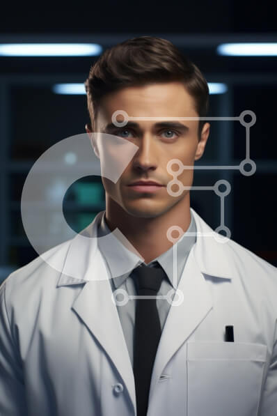 Intra Συλλεκτικό Ξύλινο Παζλ Plywood  4mm - Νεαρός άνδρας γιατρός με παλτό εργαστηρίου Σε Ξύλινο Κουτί - Διαστάσεις Puzzle: 10x10 cm – 25 κομμάτια