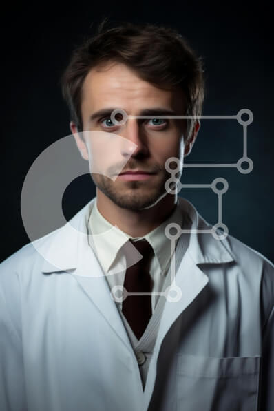 Intra Συλλεκτικό Ξύλινο Παζλ Plywood  4mm - Πορτρέτο ενός νεαρού άνδρα γιατρού Σε Ξύλινο Κουτί - Διαστάσεις Puzzle: 10x10 cm – 25 κομμάτια