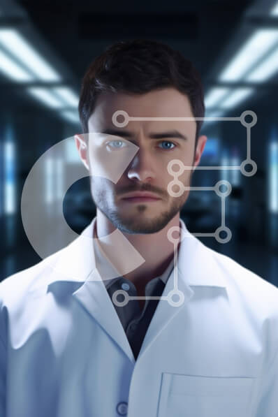 Intra Συλλεκτικό Ξύλινο Παζλ Plywood  4mm - Νεαρός άνδρας ιατρός με παλτό εργαστηρίου Σε Ξύλινο Κουτί - Διαστάσεις Puzzle: 10x10 cm – 25 κομμάτια