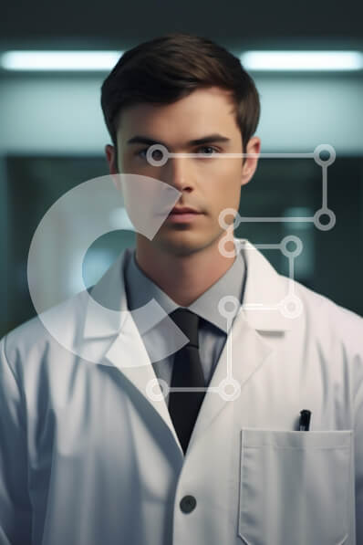 Intra Συλλεκτικό Ξύλινο Παζλ Plywood  4mm - Νέος άνδρας γιατρός σε ιατρικό περιβάλλον Σε Ξύλινο Κουτί - Διαστάσεις Puzzle: 10x10 cm – 25 κομμάτια