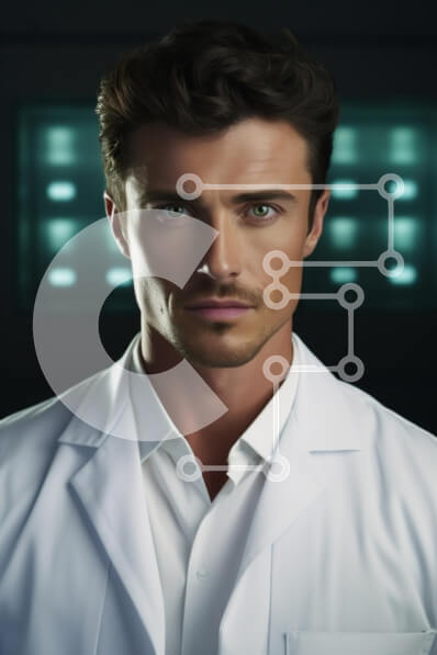 Intra Συλλεκτικό Ξύλινο Παζλ Plywood  4mm - Ιατρικός επαγγελματίας με αυτοπεποίθηση στο Lab Coat Σε Ξύλινο Κουτί - Διαστάσεις Puzzle: 10x10 cm – 25 κομμάτια