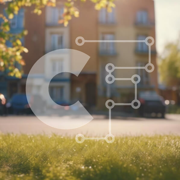 Intra Συλλεκτικό Ξύλινο Παζλ Plywood  4mm - Γαλήνια προαστιακή σκηνή με οικιστικό κτίριο Σε Ξύλινο Κουτί - Διαστάσεις Puzzle: 10x10 cm – 25 κομμάτια