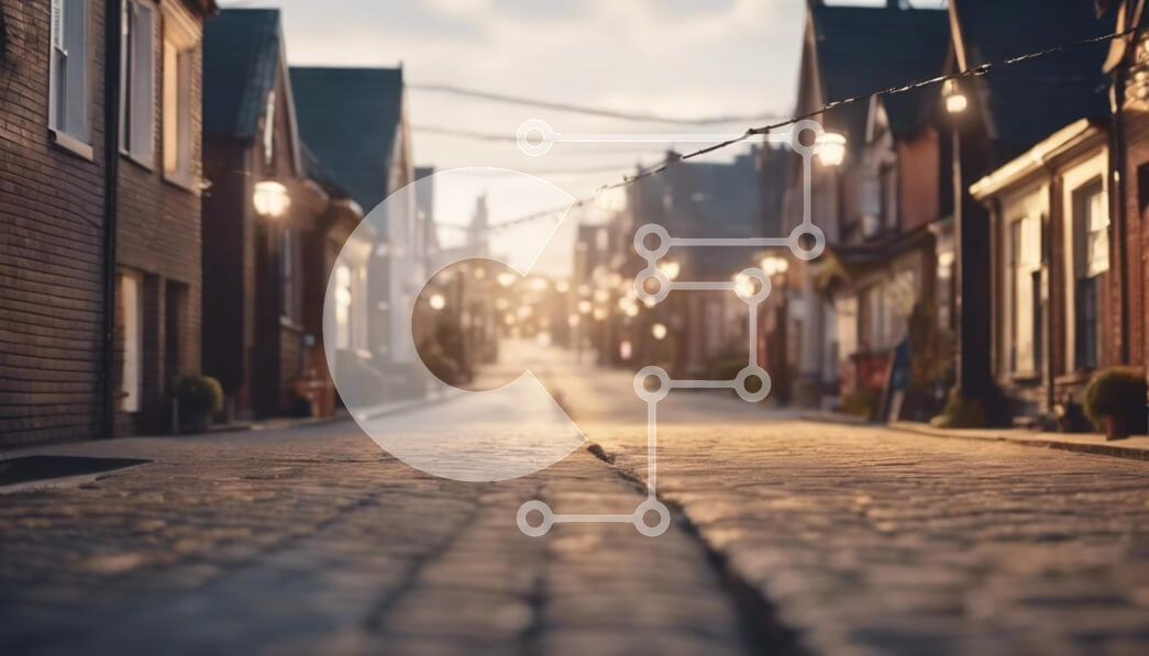 Intra Συλλεκτικό Ξύλινο Παζλ Plywood  4mm - Γοητευτική Cobblestone Street στο Twilight Σε Ξύλινο Κουτί - Διαστάσεις Puzzle: 10x10 cm – 25 κομμάτια