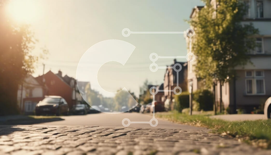 Intra Συλλεκτικό Ξύλινο Παζλ Plywood  4mm - Sunny Residential Street με Πλακόστρωτα Σε Ξύλινο Κουτί - Διαστάσεις Puzzle: 10x10 cm – 25 κομμάτια